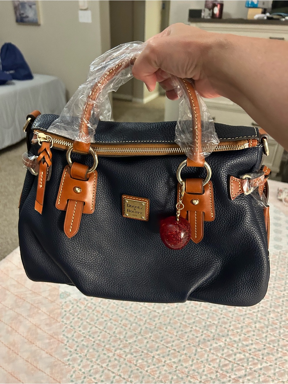 Dooney & Bourke Midnight Blue Pebbled Leather Stanwich Satchel Handbag NWT